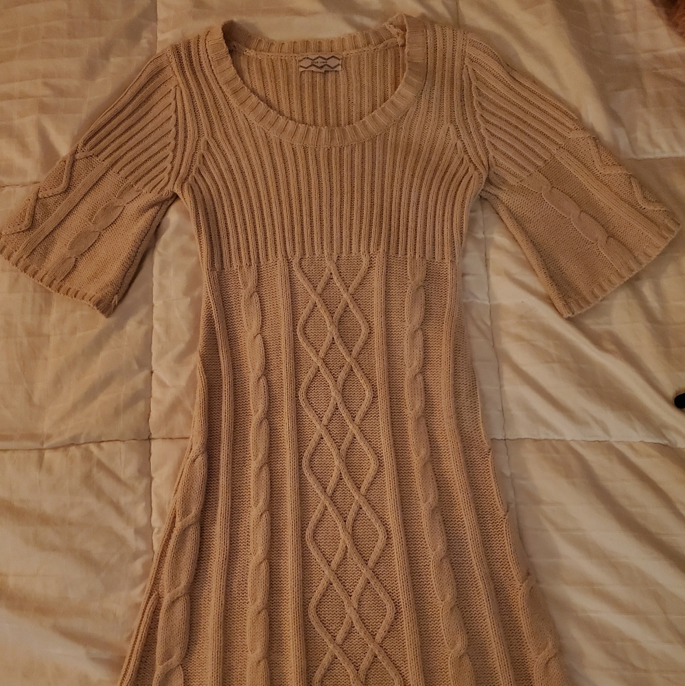 Cream Knit Sweater Dress